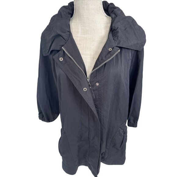 Bagatelle Womens Lightweight Jacket XL Black Oversized Collar & Elastic Waist - Picture 1 of 8